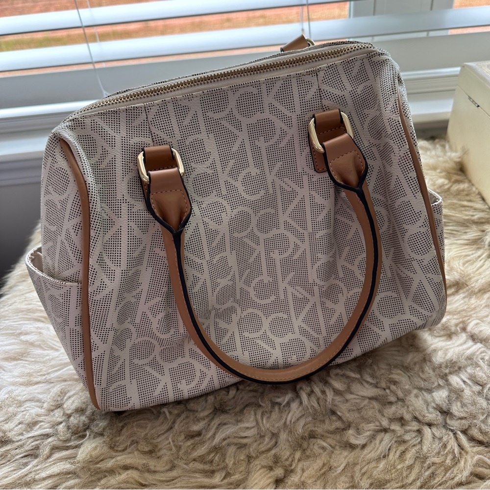 Calvin Klein Purse Cream and Brown Satchel Bag
